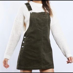 never been worn olive green corduroy overall dress